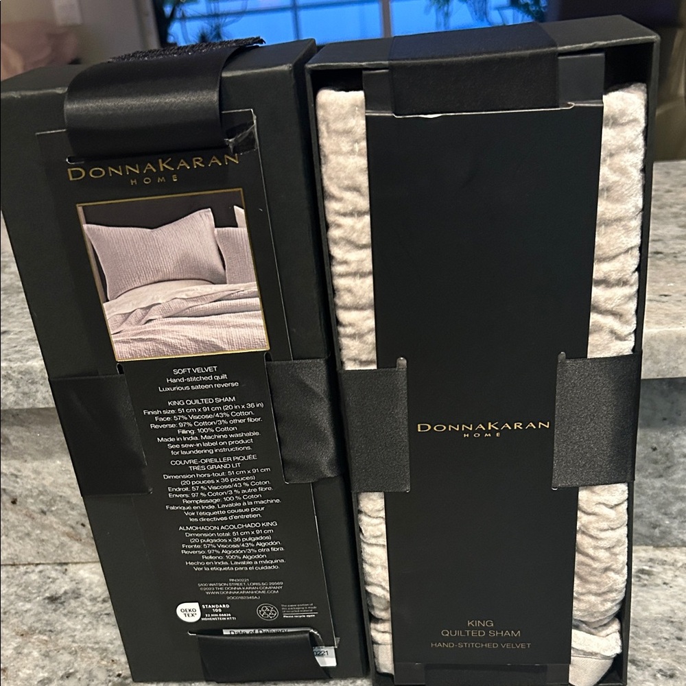 Donna Karan Home Quilted Sham - Elegant Platinum velvet